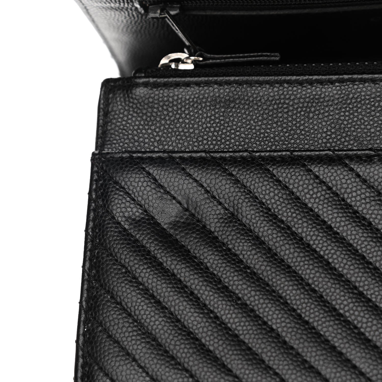 Chanel Caviar Chevron Quilted Wallet On Chain WOC Black 12 of 15