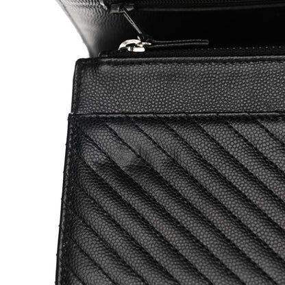 Chanel Caviar Chevron Quilted Wallet On Chain WOC Black 12 of 15