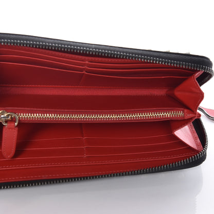 Christian Louboutin Calfskin Mix Chevron Spikes Panettone Zip Around Wallet Black 5 of 9