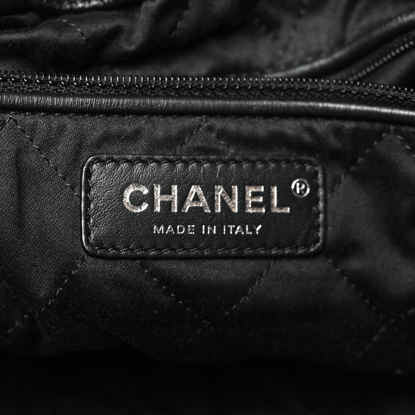 Shiny Calfskin Quilted Chanel 22 Backpack So Black
