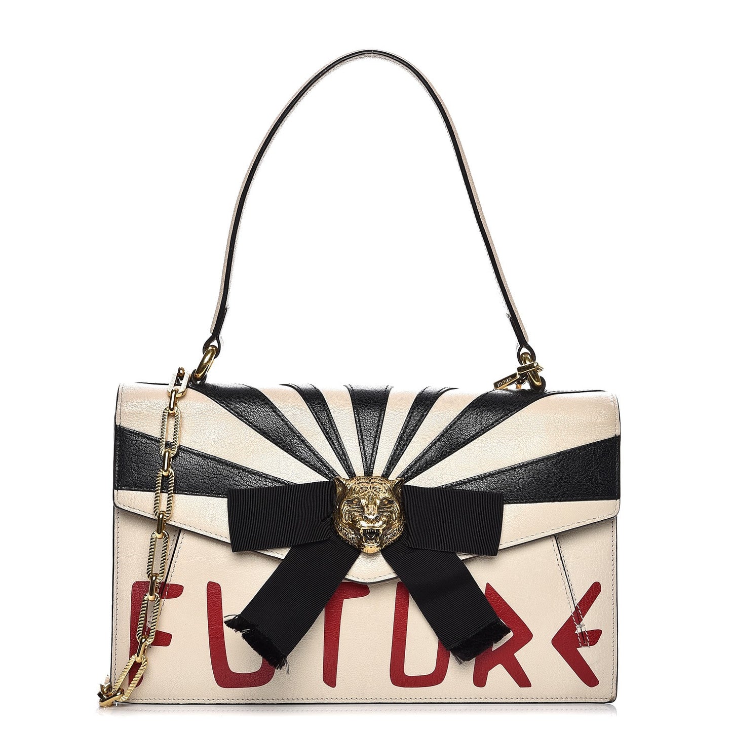 Calfskin Osiride Future Top Handle Bag Mystic White Hibiscus Red Black