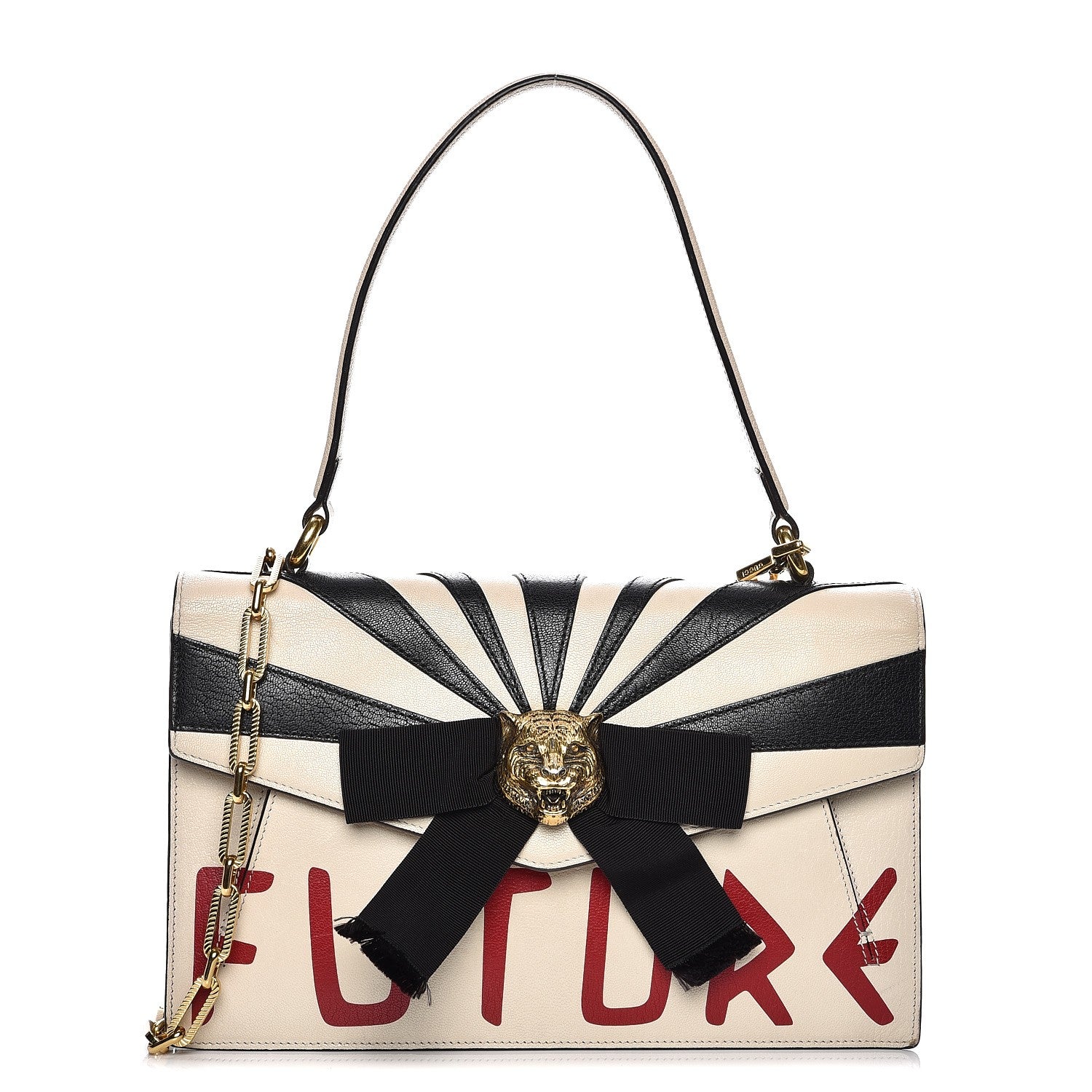 Gucci Calfskin Osiride Future Top Handle Bag Mystic White Hibiscus Red Black 1 of 16