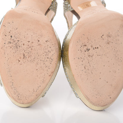 Jimmy Choo Glitter Fabric Linda Platform Sandals 36 Champagne 8 of 11