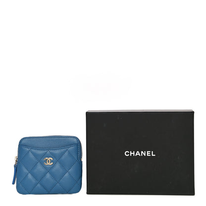 Chanel Caviar Quilted Zip Card Holder Wallet Blue 10 of 10