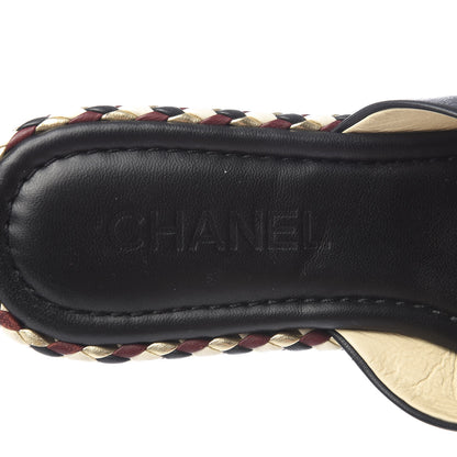 Chanel Lambskin Braided Mule Sandals 39 Black 8 of 9