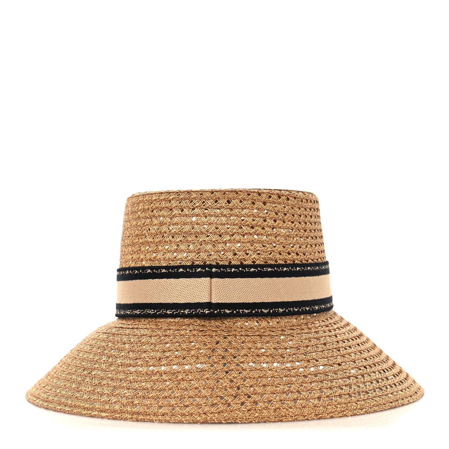 Straw Embroidered D-Bobby Large Brim Hat 56 Natural