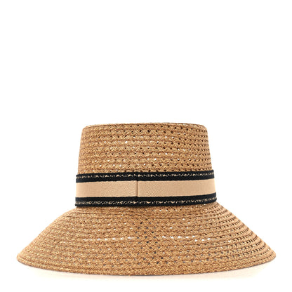 Christian Dior Straw Embroidered D-Bobby Large Brim Hat 56 Natural 5 of 8