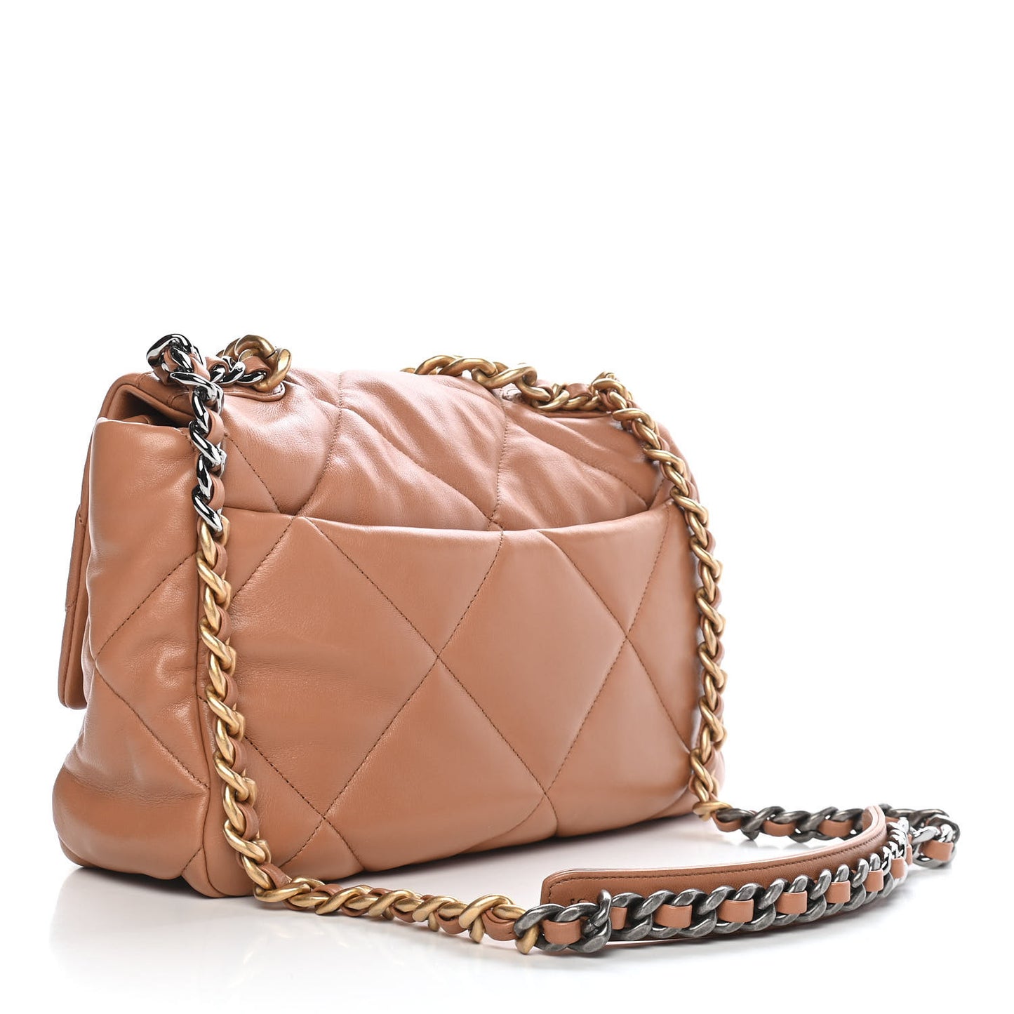 Lambskin Quilted Large Chanel 19 Flap Brown
