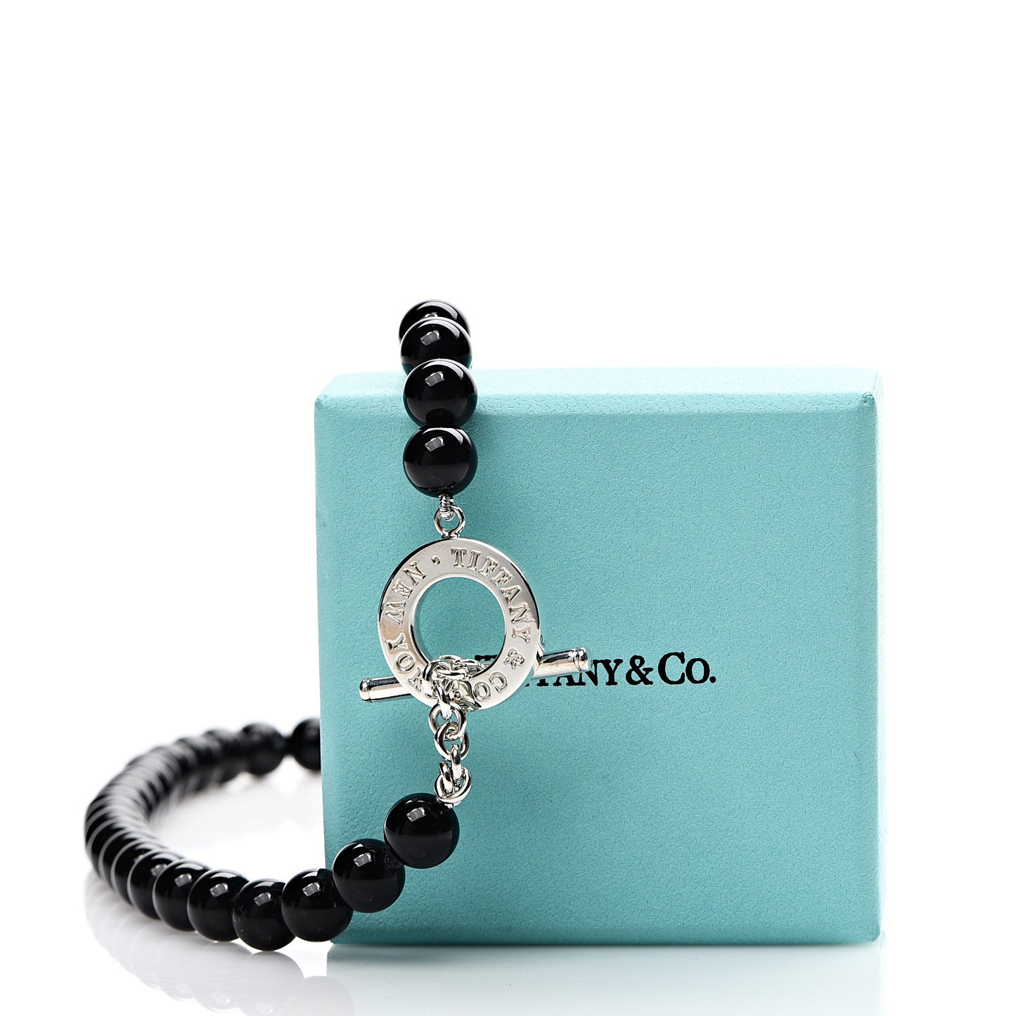 Sterling Silver Black Onyx Bead Toggle Necklace