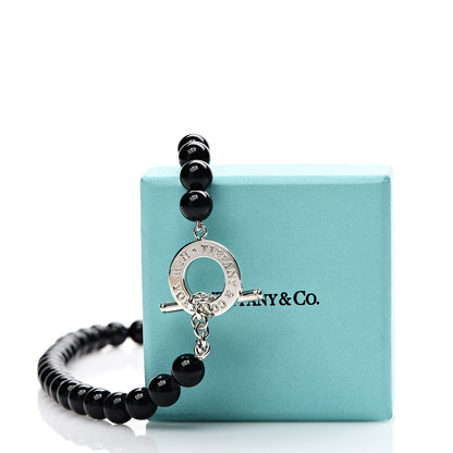 Tiffany Sterling Silver Black Onyx Bead Toggle Necklace 7 of 7