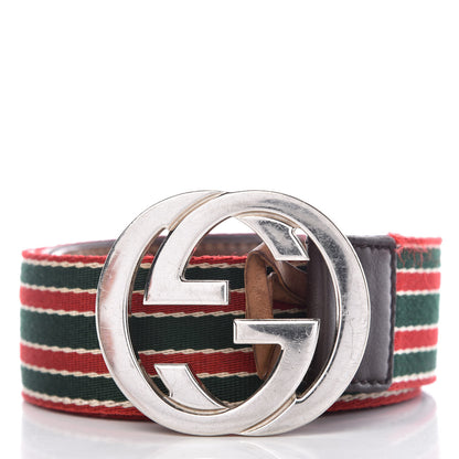 Gucci Canvas Web Interlocking G Belt 90 36 Green Red 2 of 12
