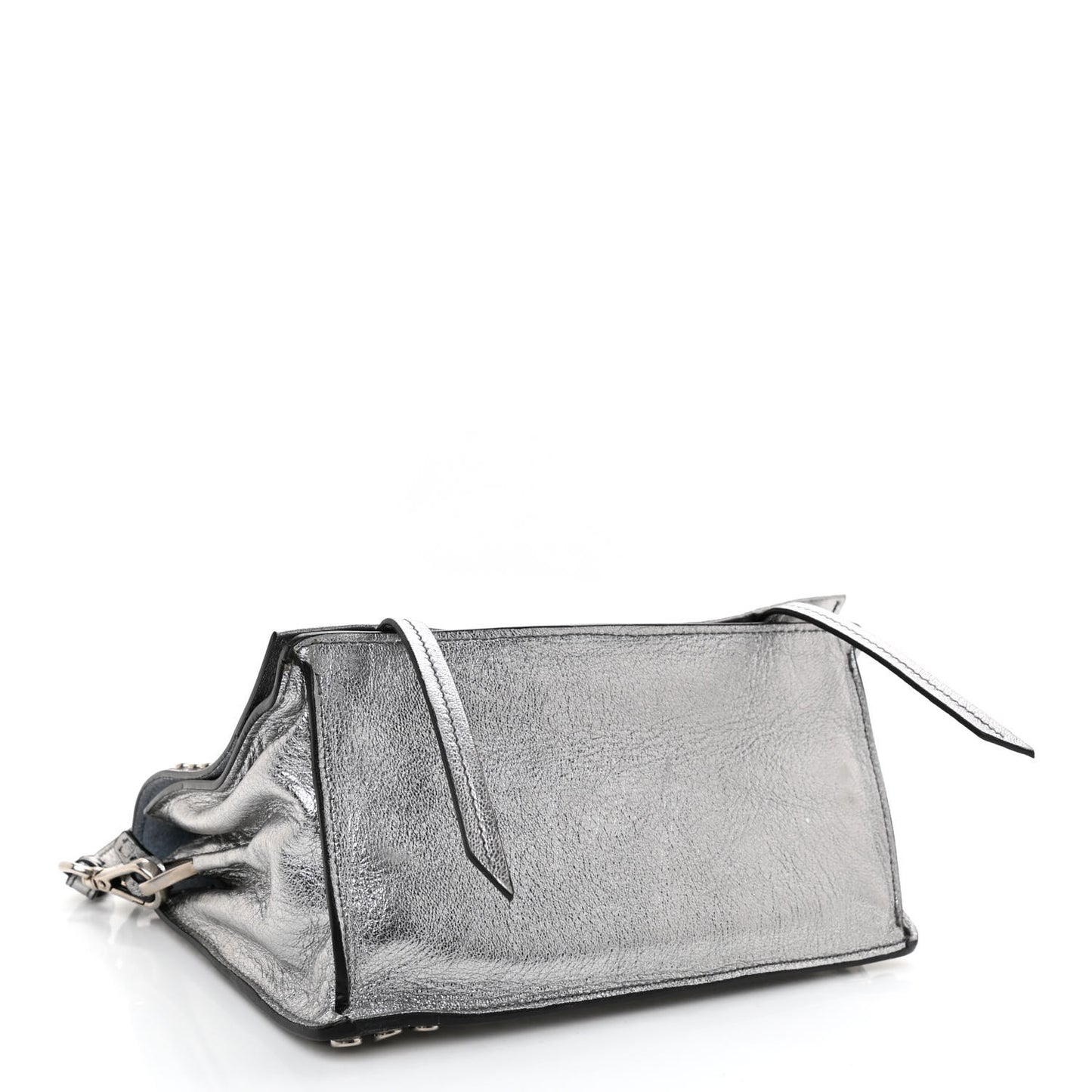 Metallic Glace Calfskin Studded Etiquette Flap Cromo Astrale
