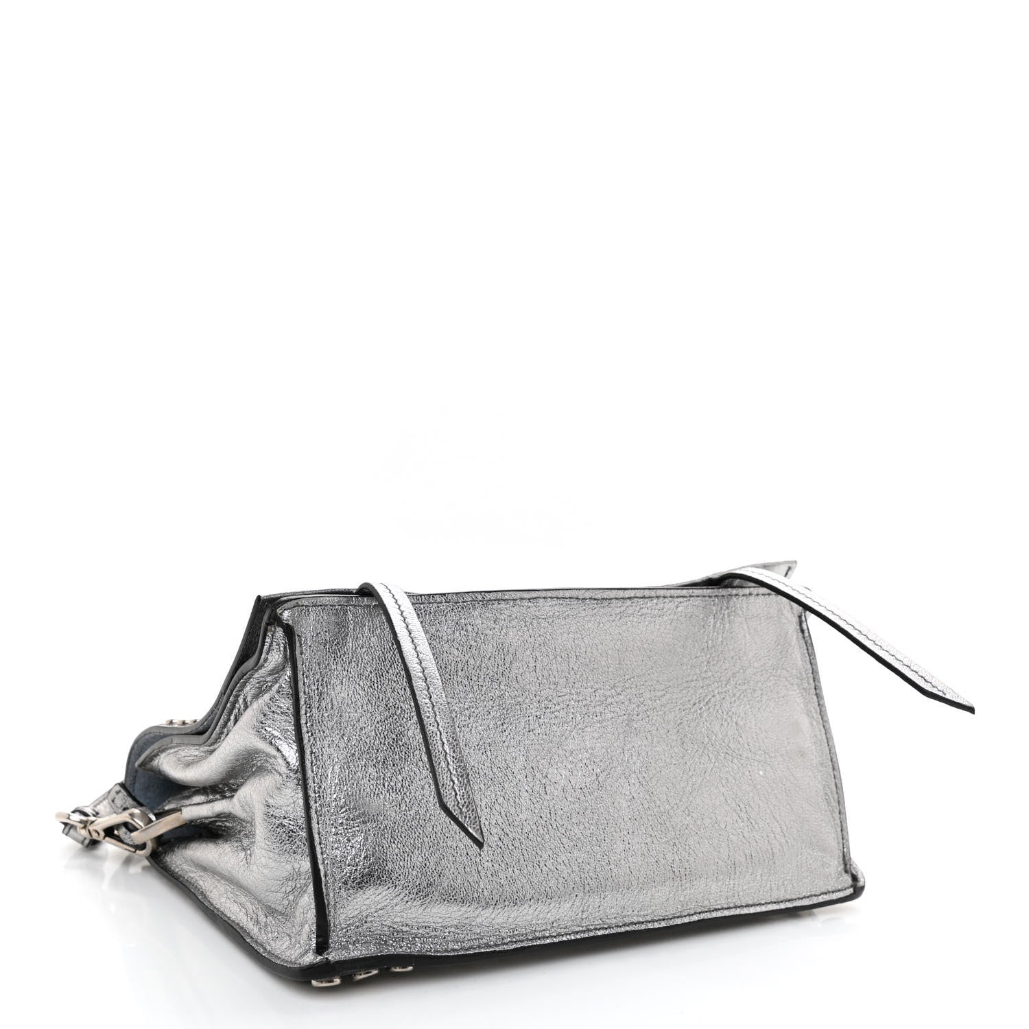 Prada Metallic Glace Calfskin Studded Etiquette Flap Cromo Astrale 4 of 10
