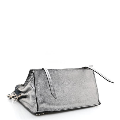 Prada Metallic Glace Calfskin Studded Etiquette Flap Cromo Astrale 4 of 10