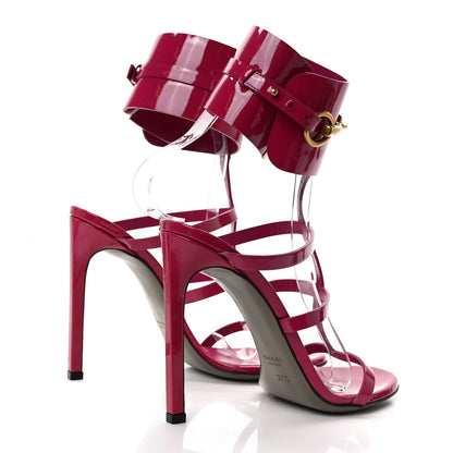 Gucci Vernice Crystal Ursula Ankle Wrap Caged Sandals 37.5 Deep Cobalt 4 of 7