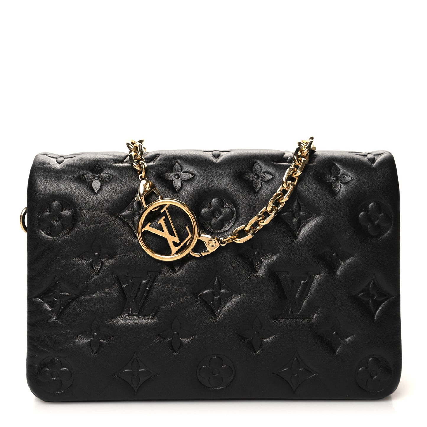 Lambskin Embossed Monogram Pochette Coussin Black