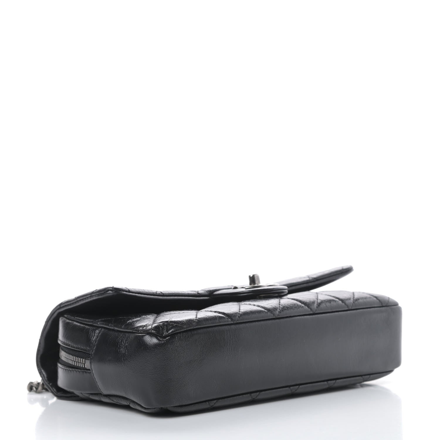 Chanel Glazed Calfskin Quilted Medium Duo Color Flap Black 4 of 13