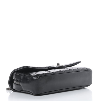 Chanel Glazed Calfskin Quilted Medium Duo Color Flap Black 4 of 13