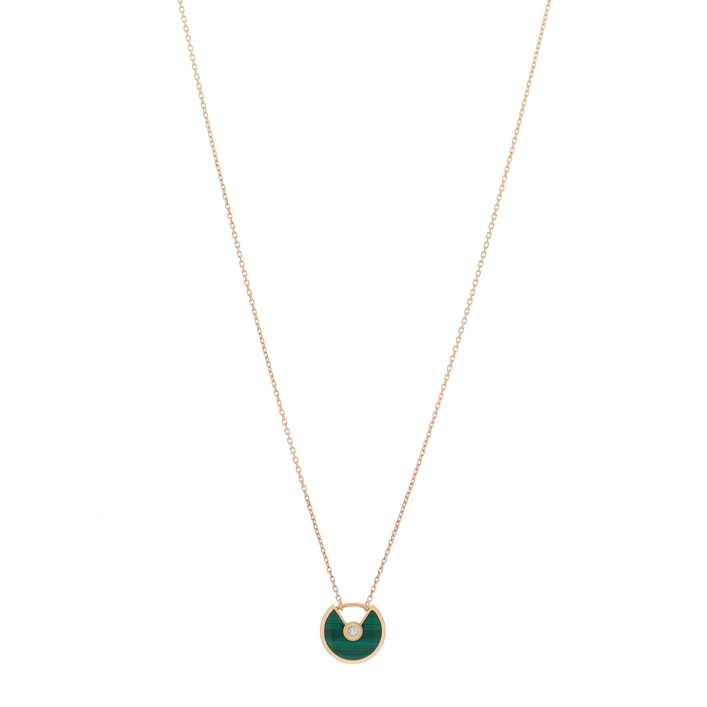 18K Pink Gold Diamond Malachite XS Amulette de Cartier Pendant Necklace