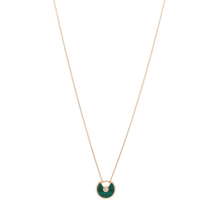 Cartier 18K Pink Gold Diamond Malachite XS Amulette de Cartier Pendant Necklace 1 of 5
