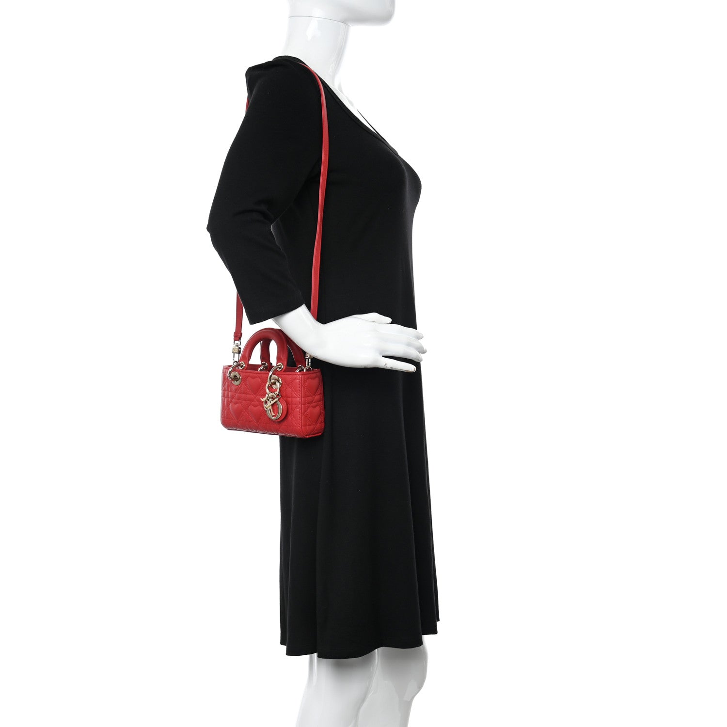 Christian Dior Lambskin Cannage Dioramour Micro Lady D-Joy Red