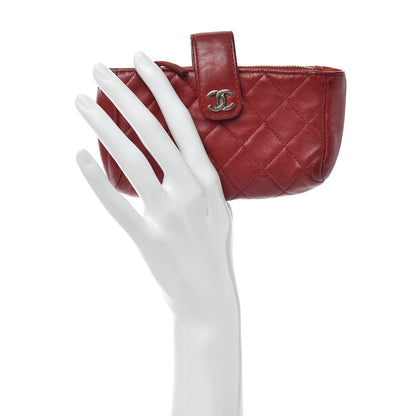 Chanel Lambskin Quilted Mini Phone Holder Clutch Red 2 of 6