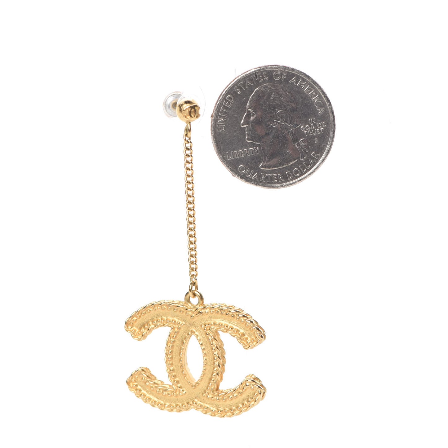 CC Drop Earrings Matte Gold