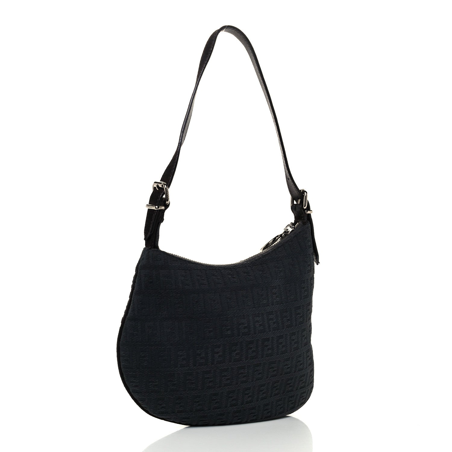 Fendi Velvet Zucchino Suede Ostrik Hobo Grigio Testa di Moro 3 of 10