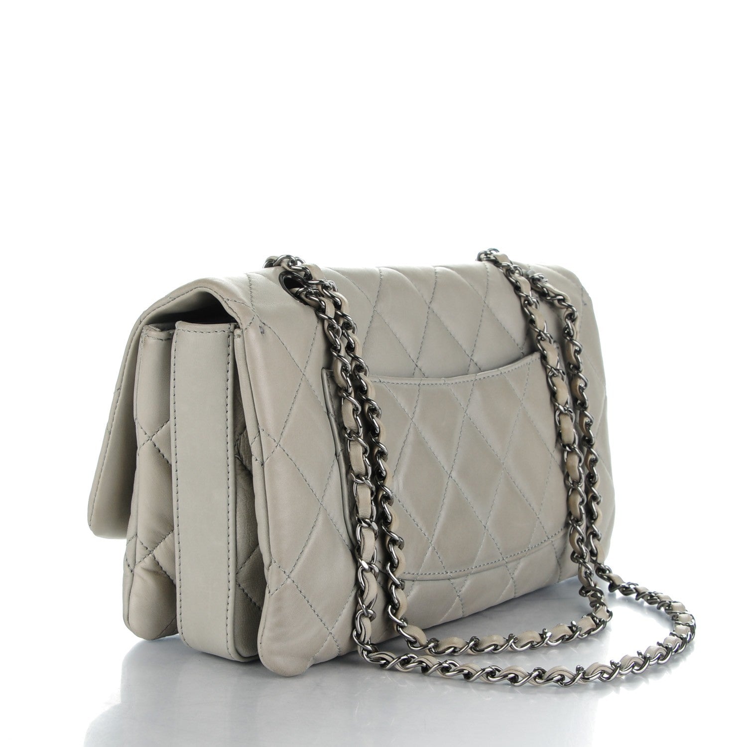 Chanel Lambskin Quilted Large 3 Flap Light Grey 3 of 12