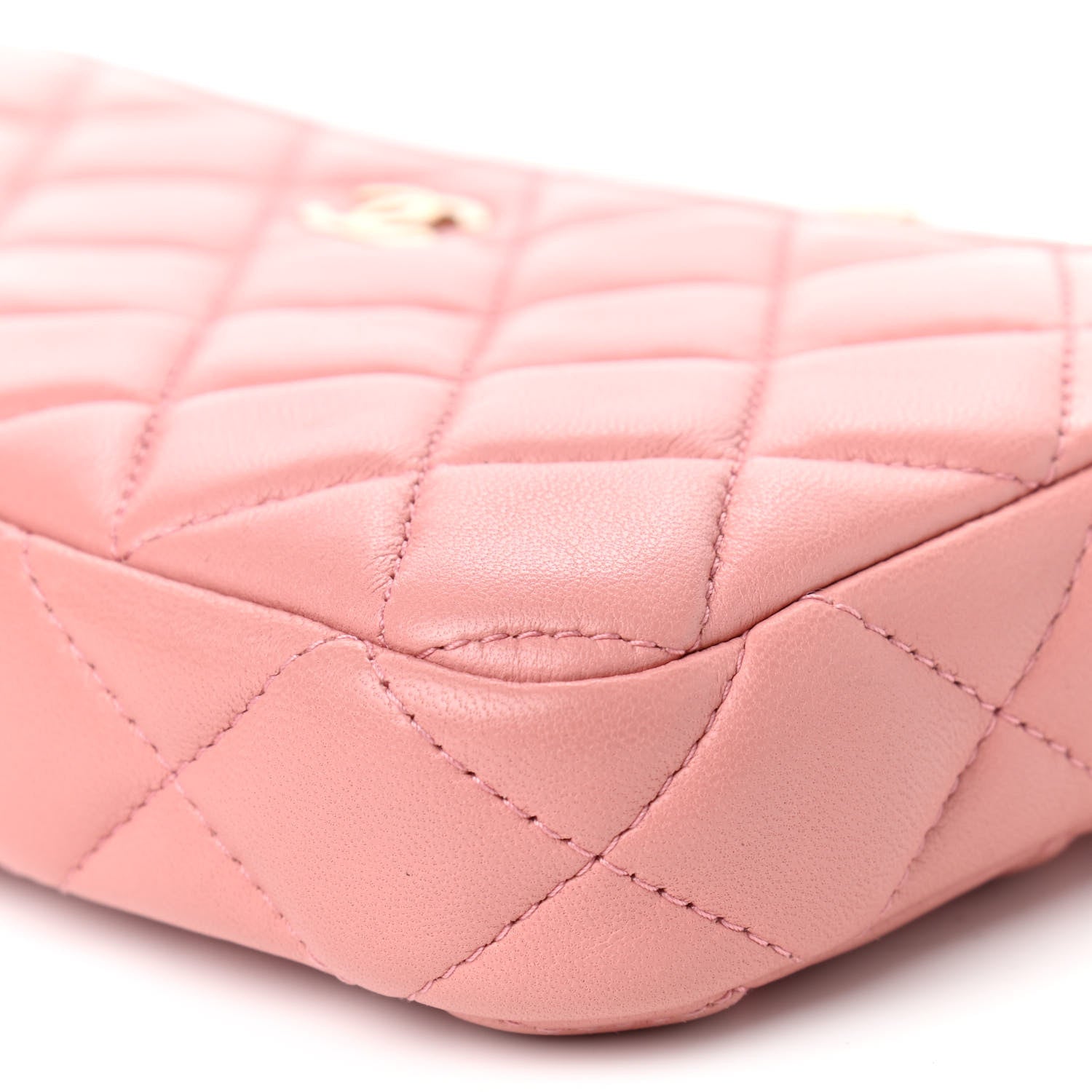 Chanel Lambskin Quilted Small Clutch With Chain Pink 12 of 13