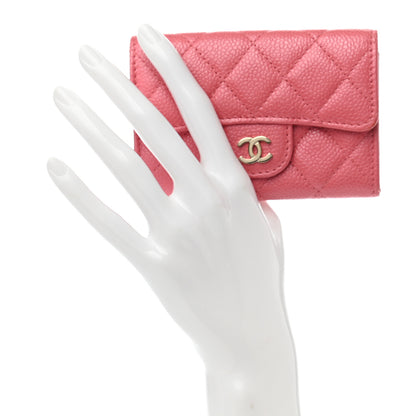 Chanel Caviar Quilted Flap Card Holder Wallet Pink 2 of 7