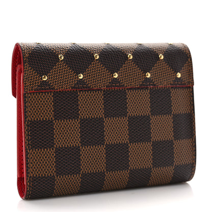 Louis Vuitton Damier Ebene Studded Victorine Wallet Cherry 3 of 7