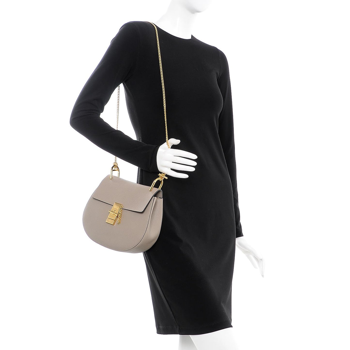 Grained Lambskin Drew Shoulder Bag Motty Grey