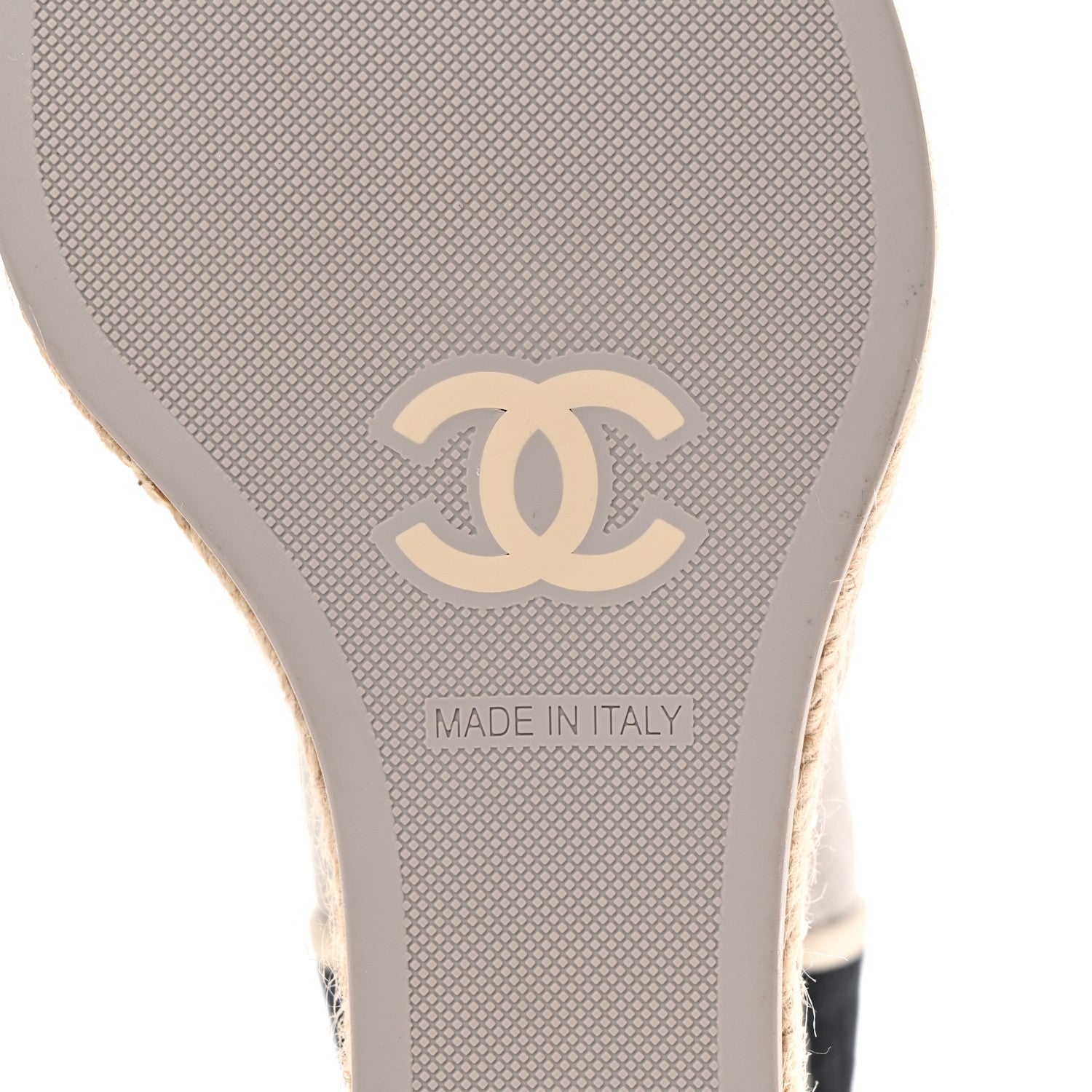 Chanel Cotton Lace Up Wedge Espadrilles 38.5 Grey Navy Blue 6 of 9