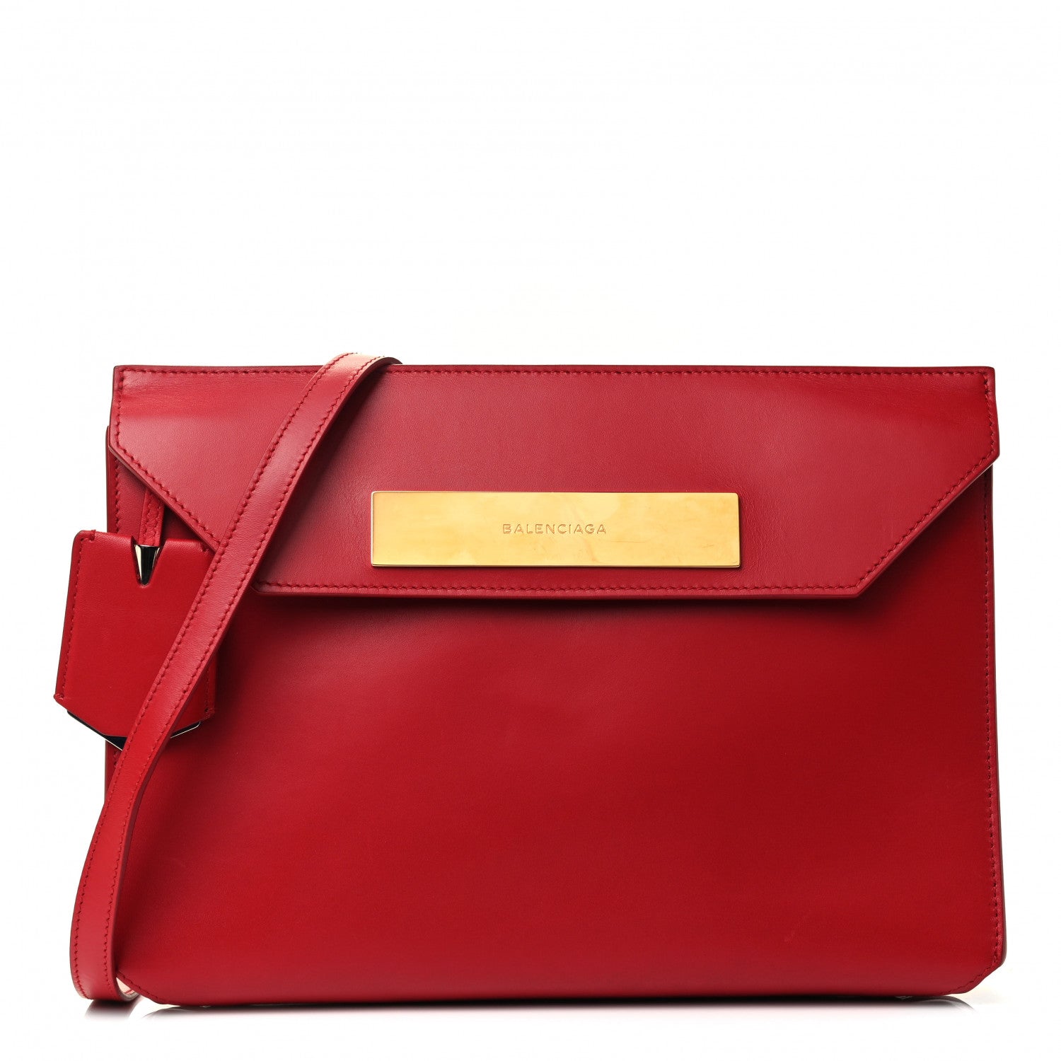 Balenciaga Calfskin Cable Flap Clutch Red 1 of 4