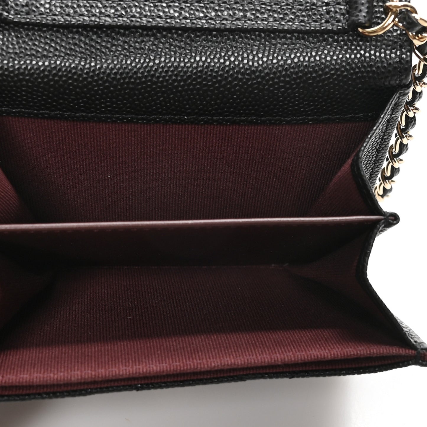 Caviar Quilted Flap Card Holder On Chain Black