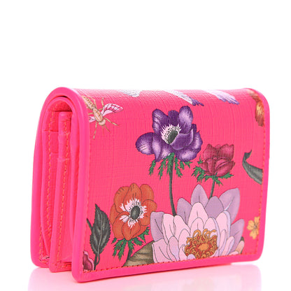 Gucci Calfskin Flora Print Zumi Card Case Fuxia Fluo 2 of 6