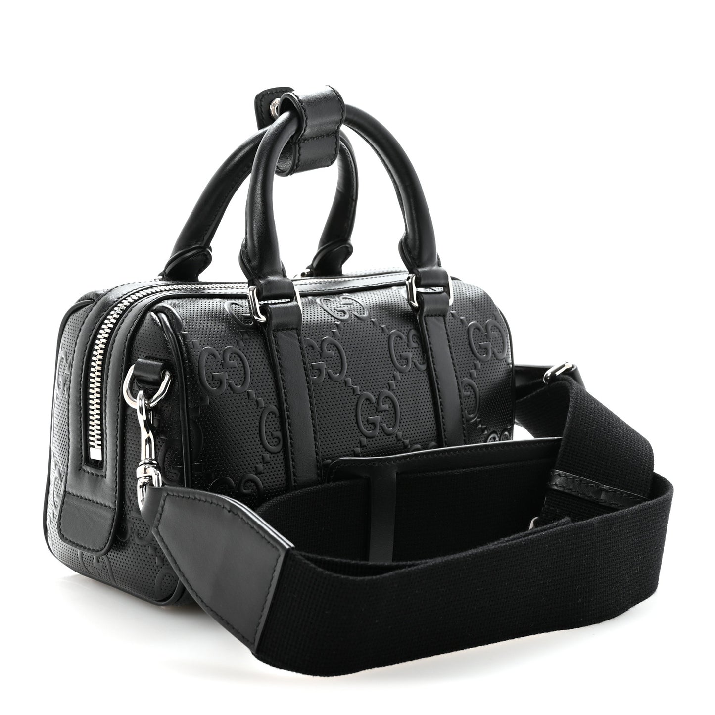 Calfskin GG Tennis Embossed Mini Duffle Bag Black