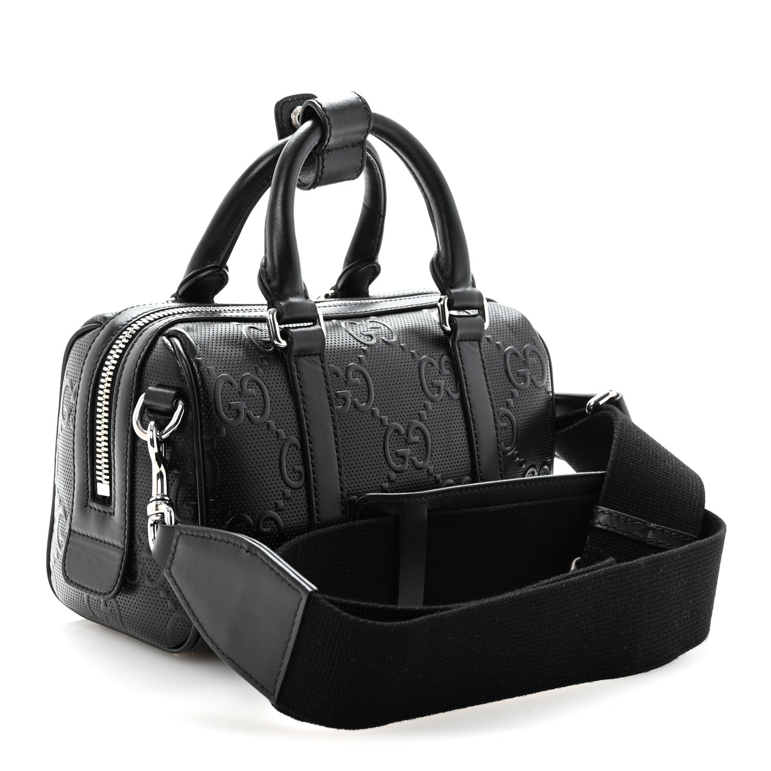 Gucci Calfskin GG Tennis Embossed Mini Duffle Bag Black 3 of 9