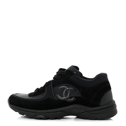 Chanel Fabric Calfskin Suede CC Sneakers 39.5 Black 1 of 9