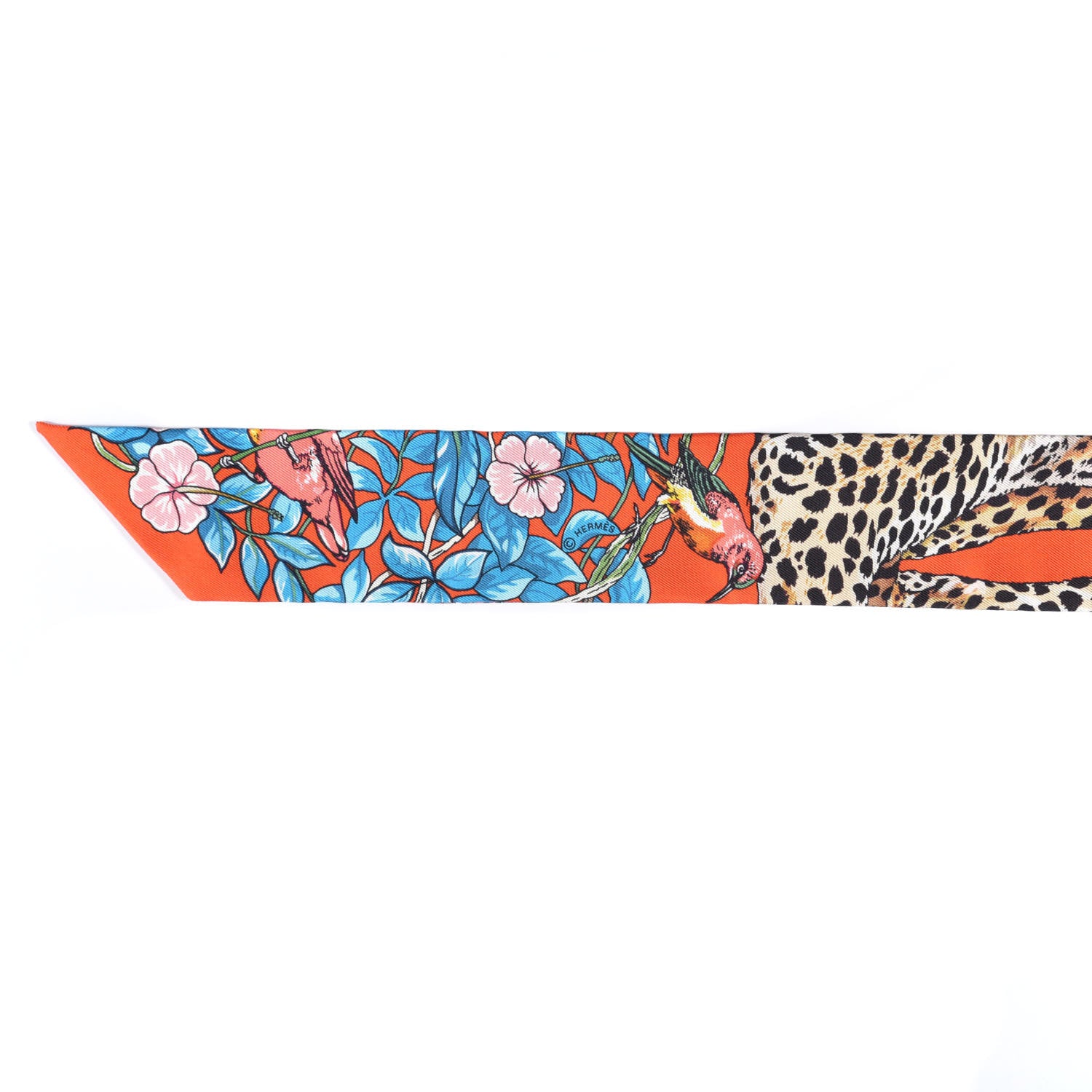 Hermes Silk Jungle Love Love Twilly Orange Bleu Brun 3 of 4