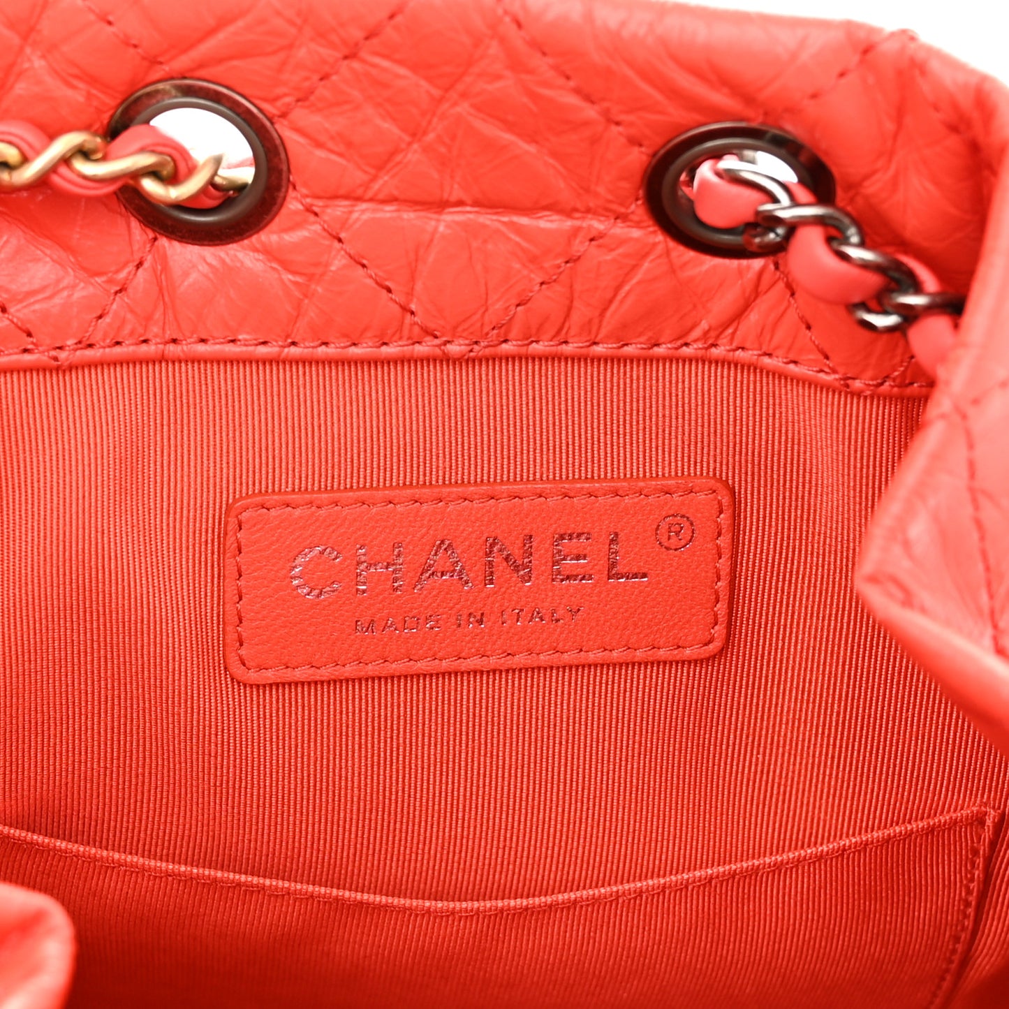 Aged Calfskin Quilted Small Gabrielle Backpack Orange