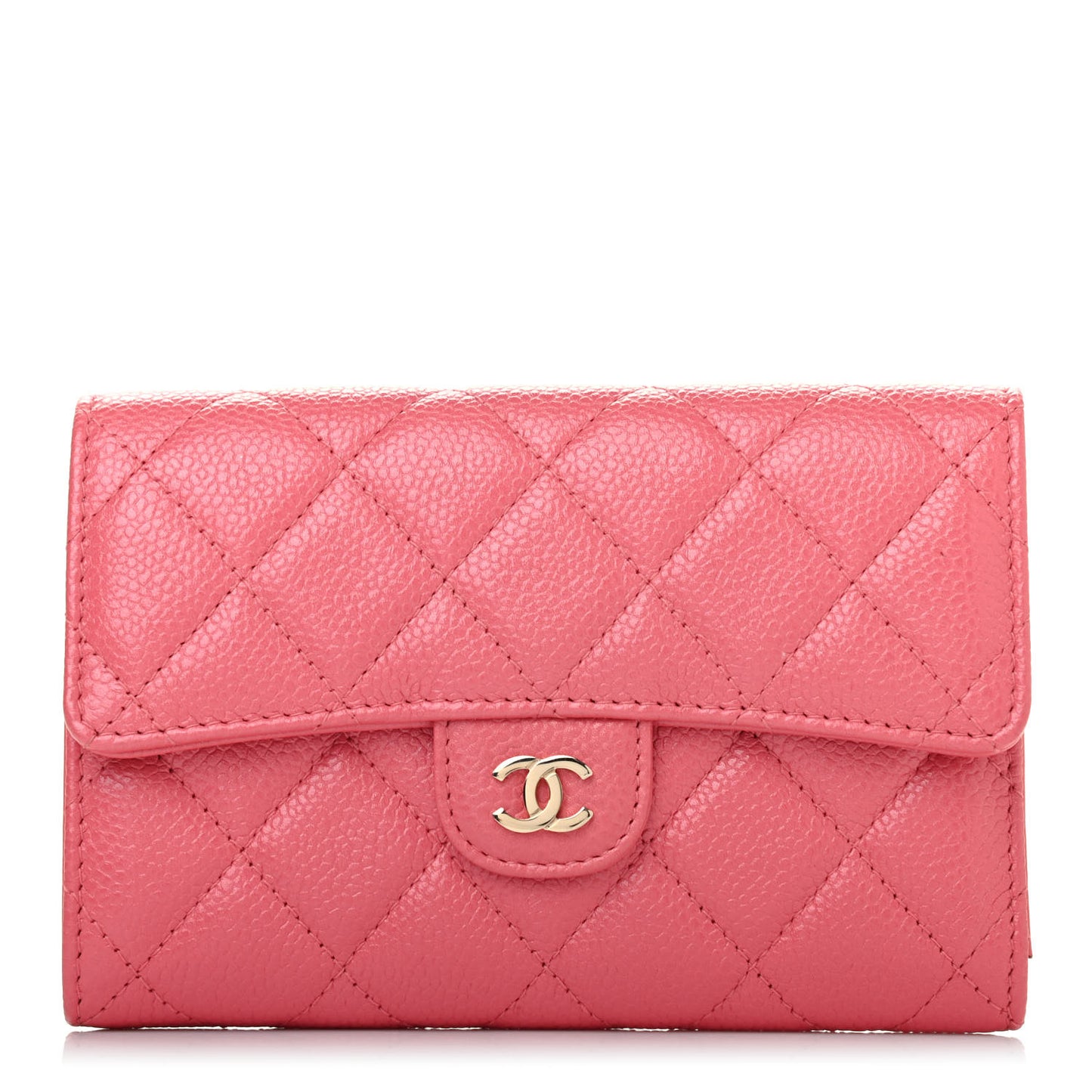 Caviar Quilted Medium Flap Wallet Pink
