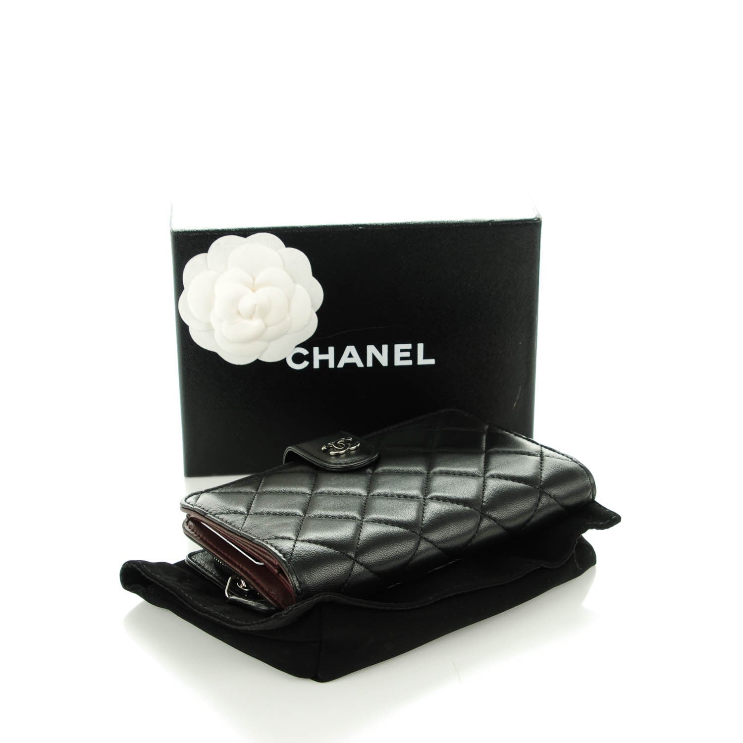 Chanel Lambskin Quilted Zipped Pocket Wallet Black 4 of 8