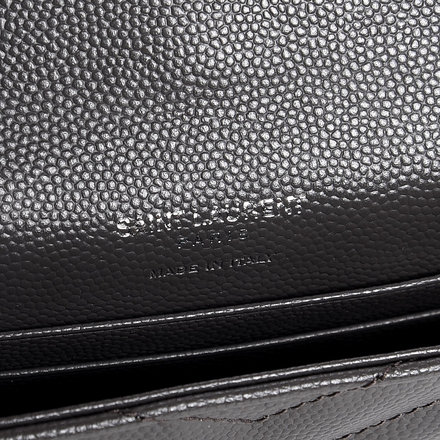 Saint Laurent Grain De Poudre Matelasse Chevron Small Monogram Envelope Wallet Earth 6 of 7