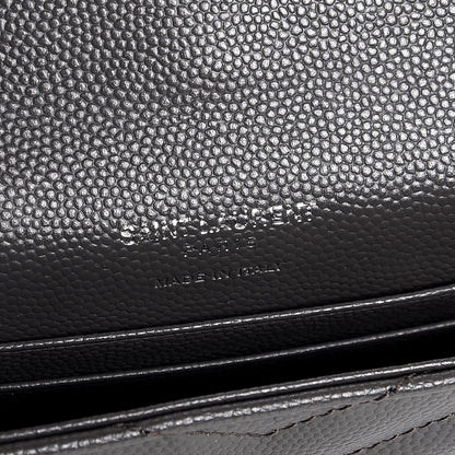 Saint Laurent Grain De Poudre Matelasse Chevron Small Monogram Envelope Wallet Earth 6 of 7