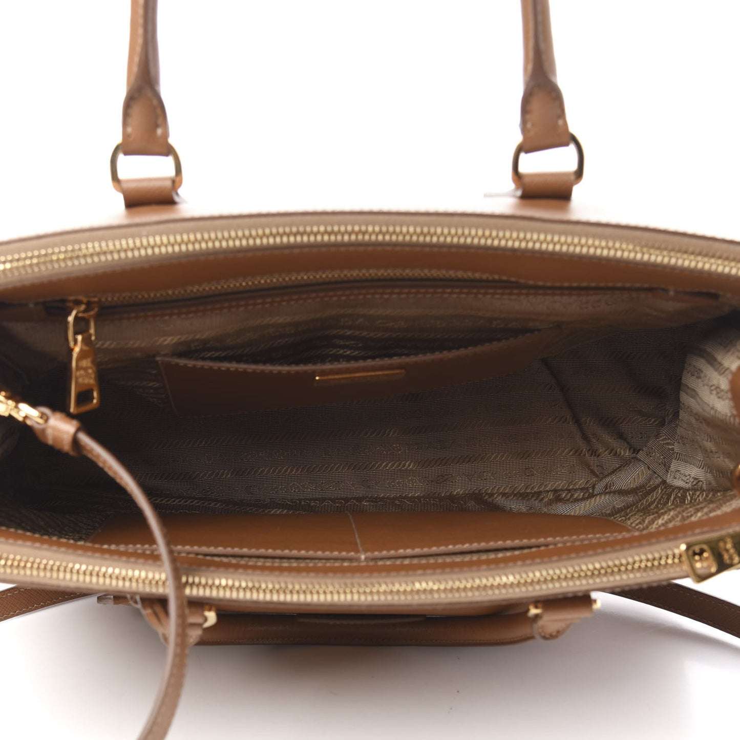Saffiano Galleria Front Pocket Tote Caramel