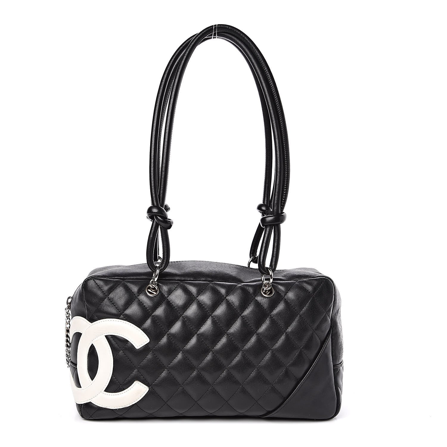 Chanel Calfskin Quilted Large Cambon Bowler Black White 1 of 13