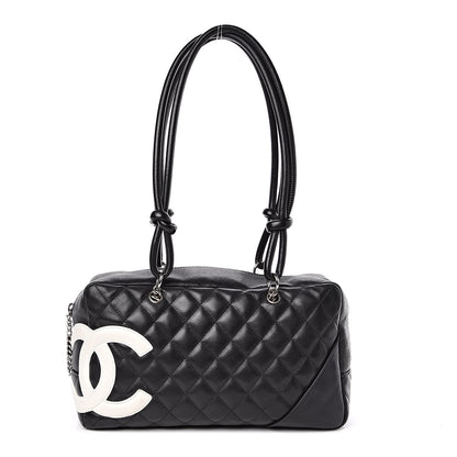 Chanel Calfskin Quilted Large Cambon Bowler Black White 1 of 13