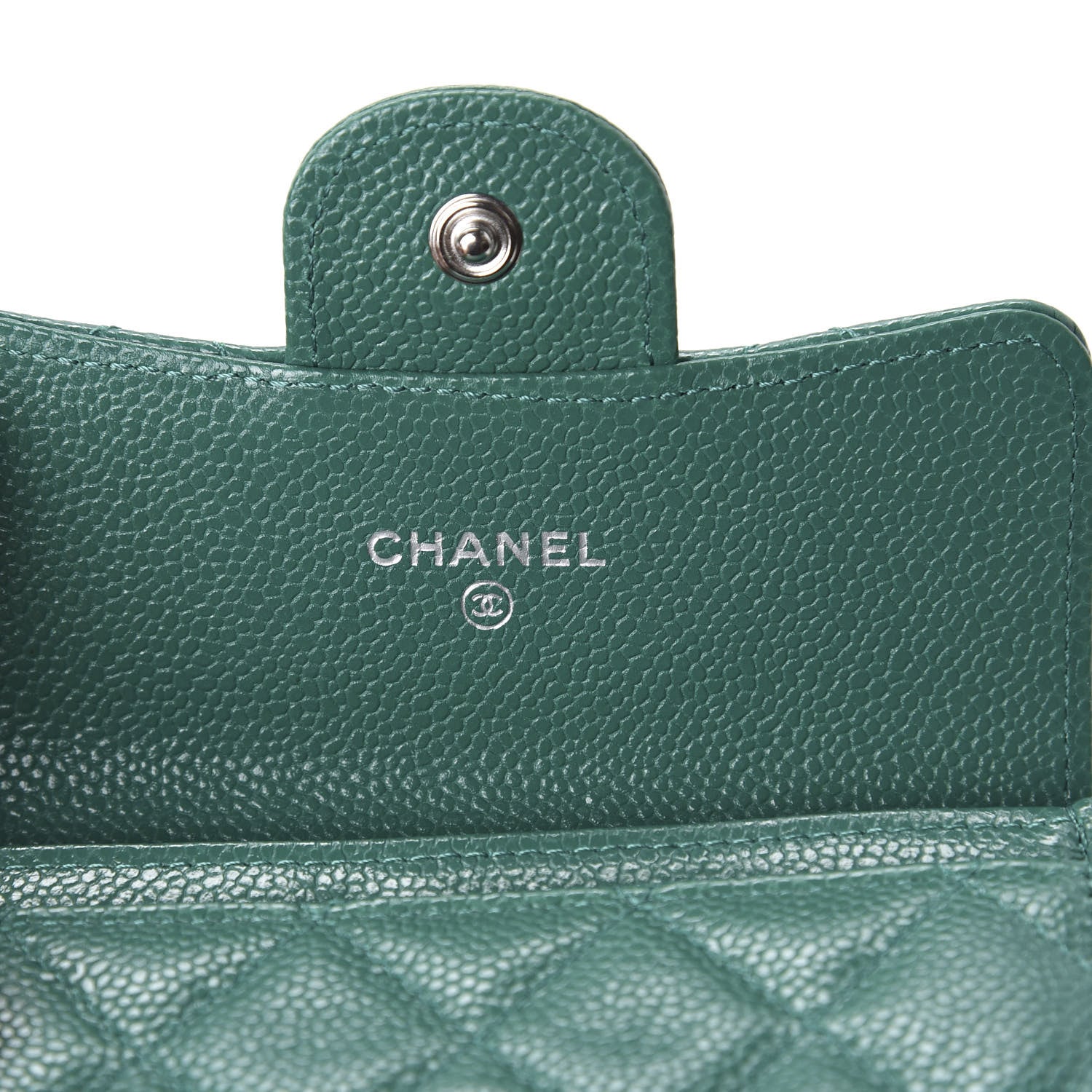 Chanel Caviar Quilted Card Holder Wallet Green 7 of 10
